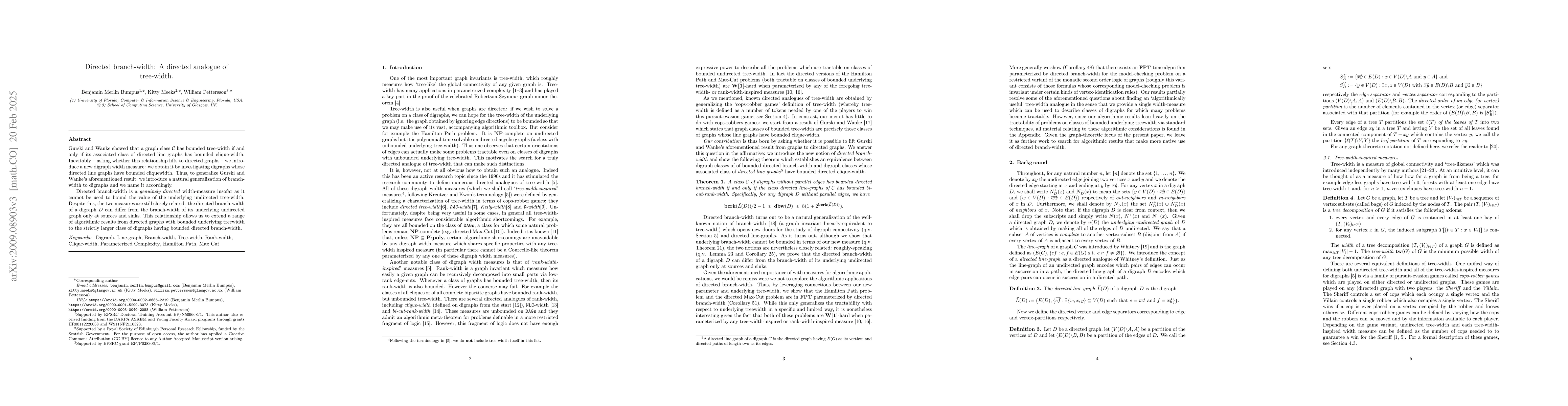 Thumbnail for Directed branch-width: A directed analogue of tree-width