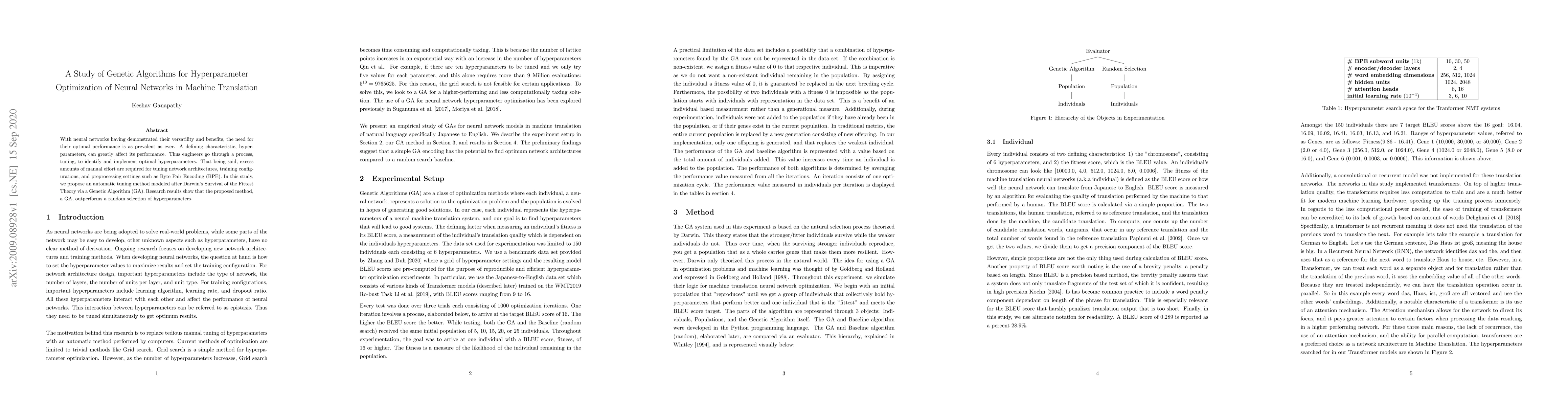 Thumbnail for A Study of Genetic Algorithms for Hyperparameter Optimization of Neural
  Networks in Machine Translation