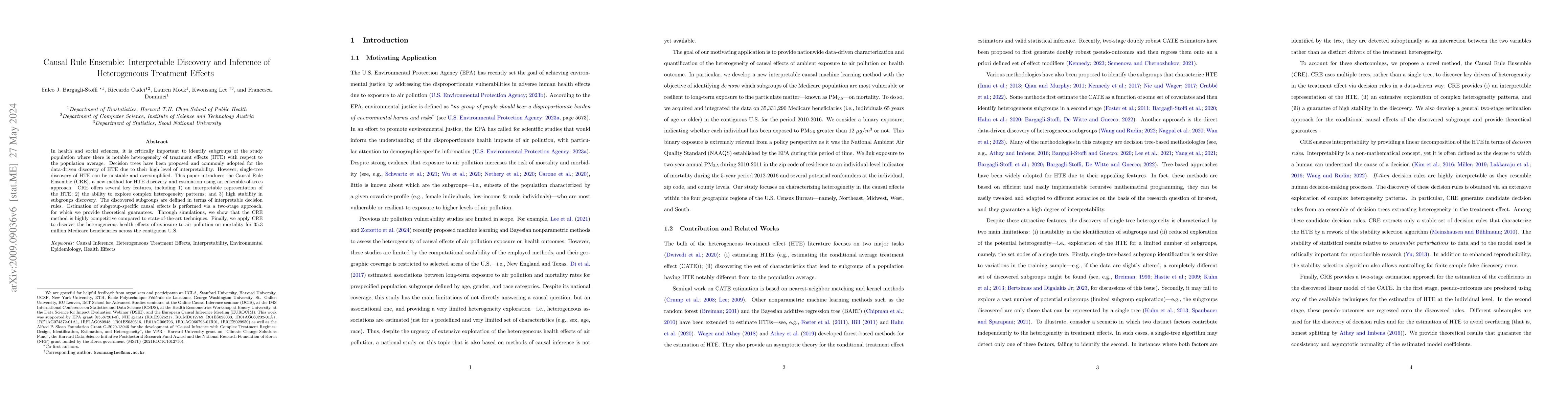 Thumbnail for Causal Rule Ensemble: Interpretable Discovery and Inference of
  Heterogeneous Treatment Effects