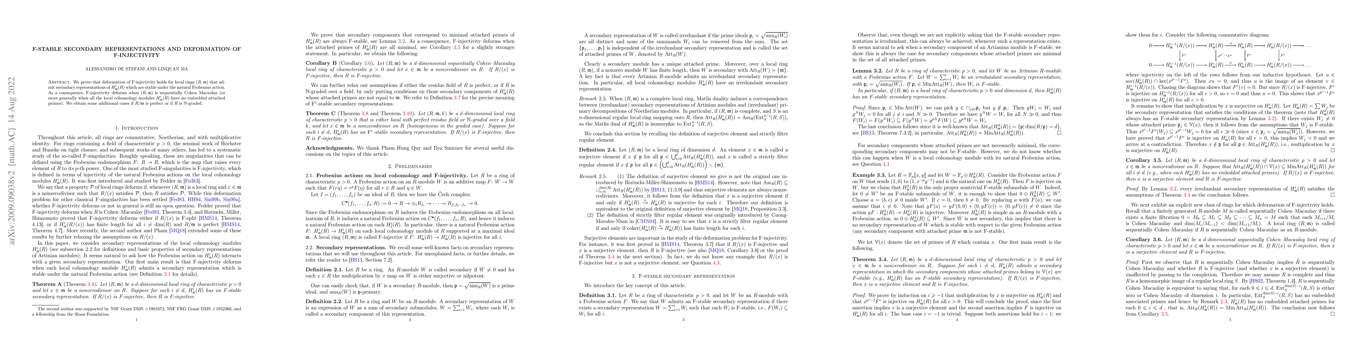 Thumbnail for F-stable secondary representations and deformation of F-injectivity