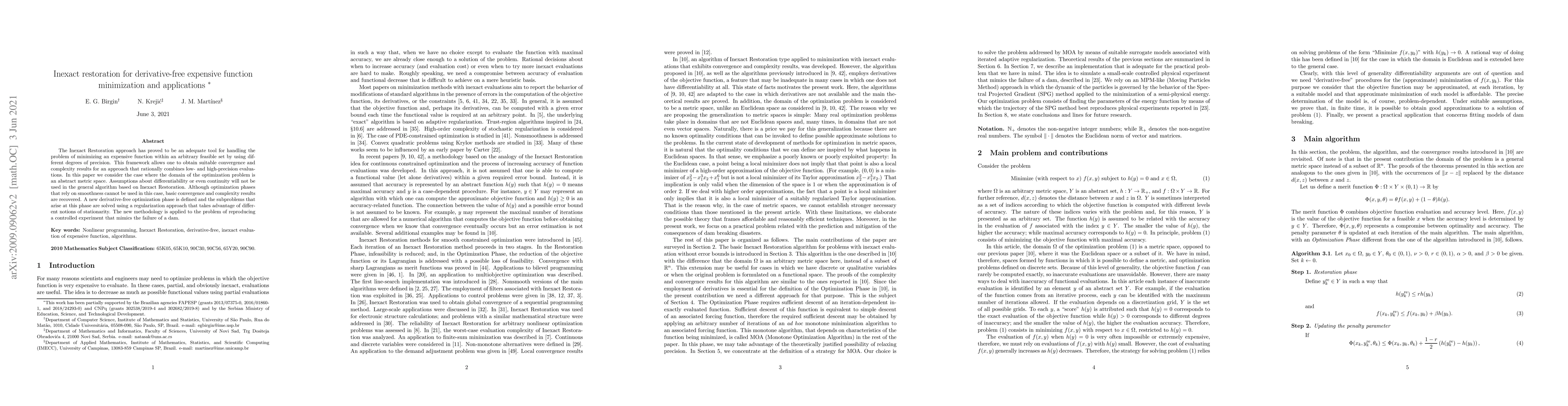 Thumbnail for Economic inexact restoration for derivative-free expensive function
  minimization and applications