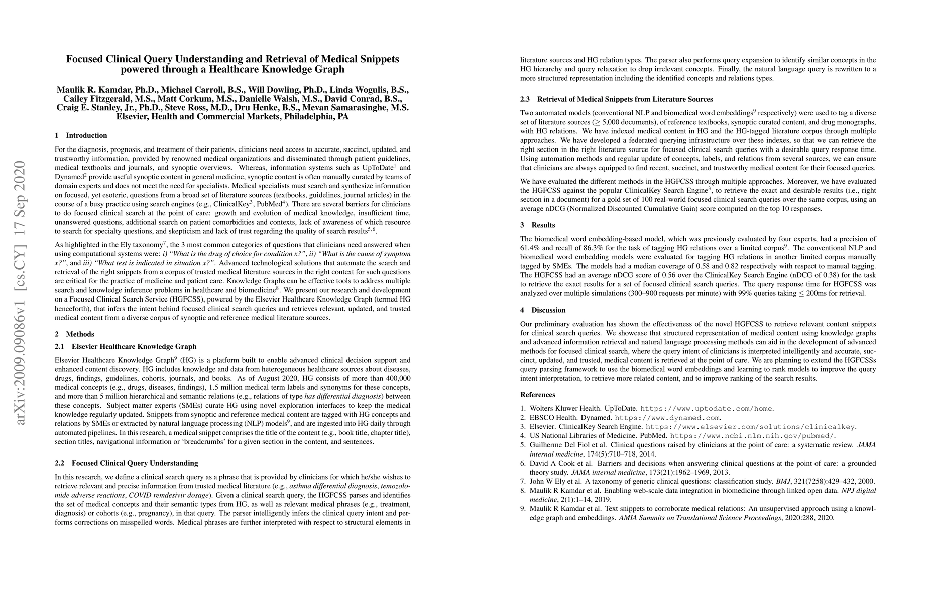 Thumbnail for Focused Clinical Query Understanding and Retrieval of Medical Snippets
  powered through a Healthcare Knowledge Graph