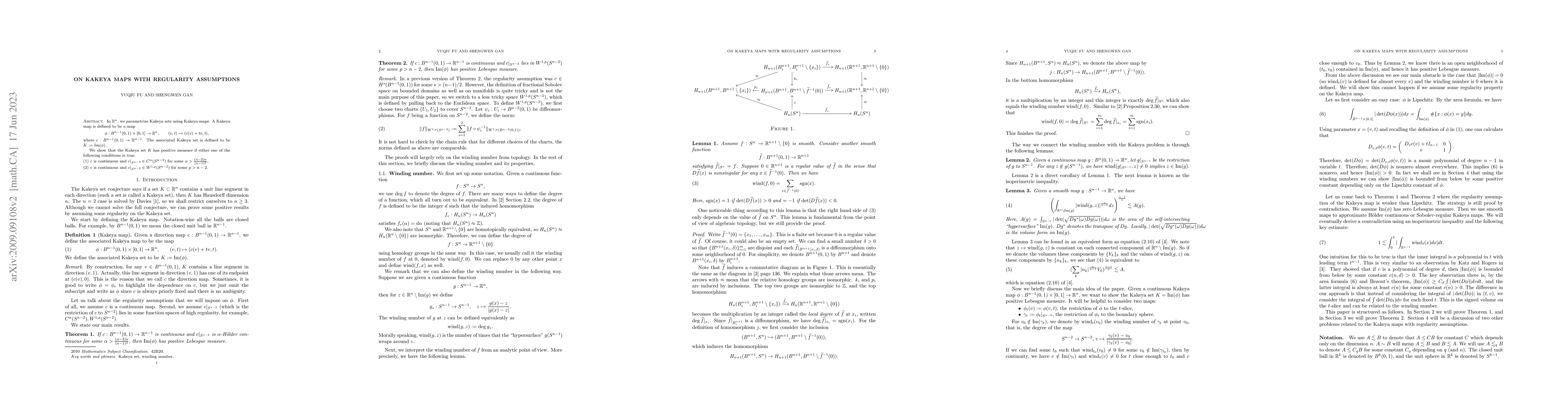 Thumbnail for On Kakeya maps with regularity assumptions