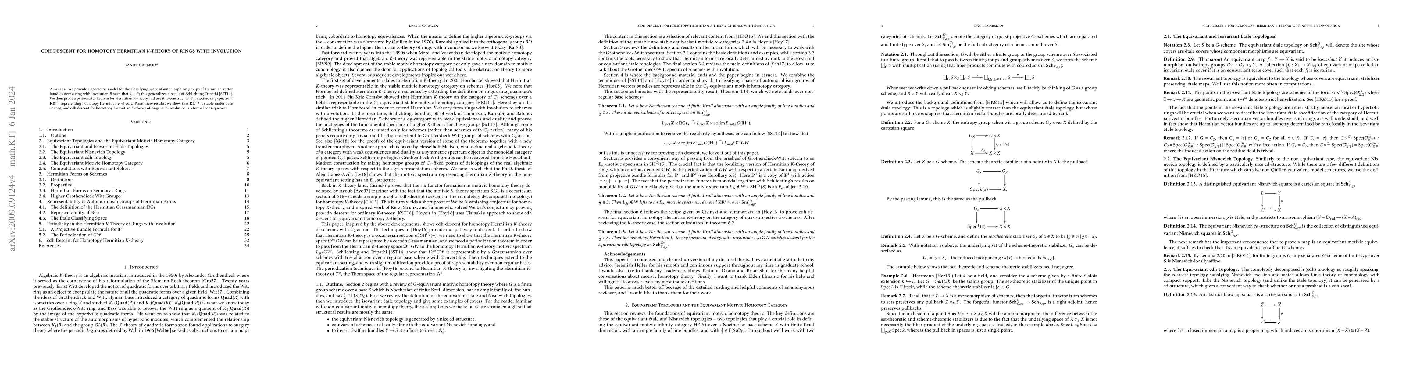 Thumbnail for Cdh Descent for Homotopy Hermitian $K$-Theory of Rings with Involution