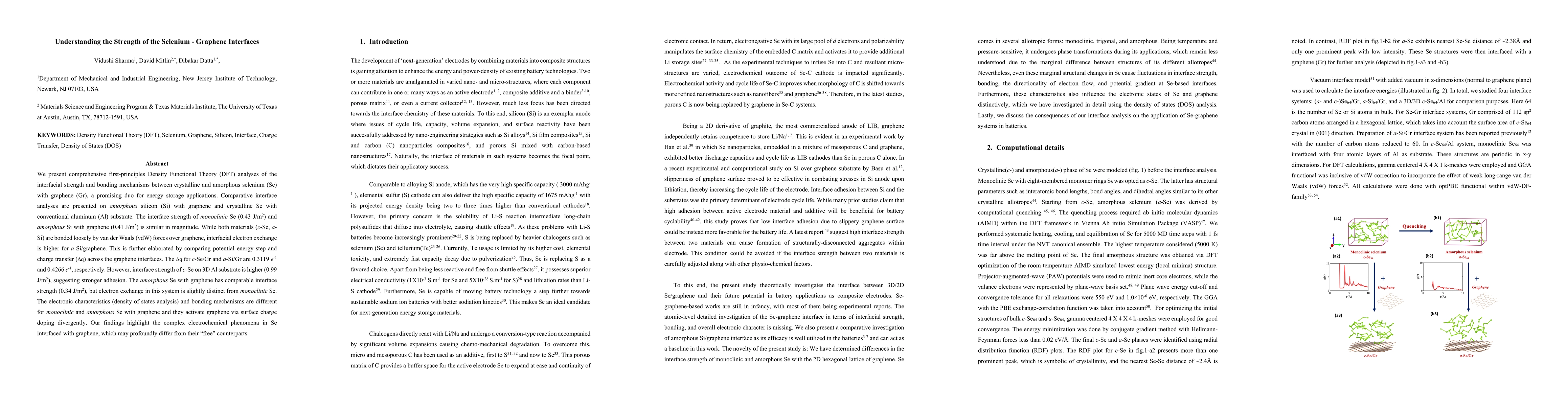 Thumbnail for Understanding the Strength of the Selenium -- Graphene Interfaces