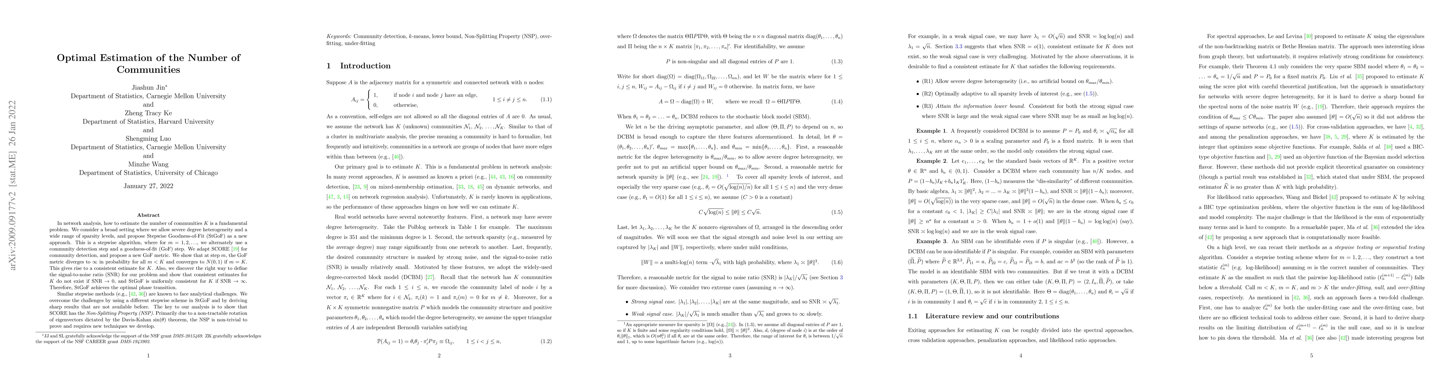 Thumbnail for Optimal Estimation of the Number of Communities