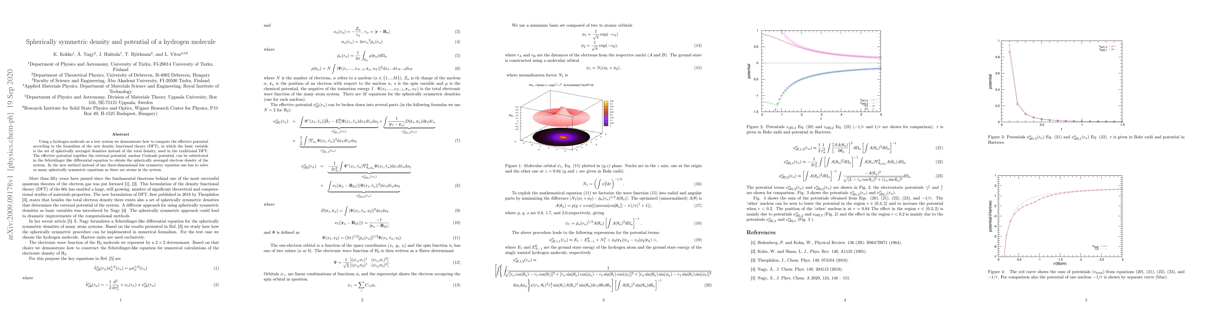 Thumbnail for Spherically symmetric density and potential of a hydrogen molecule