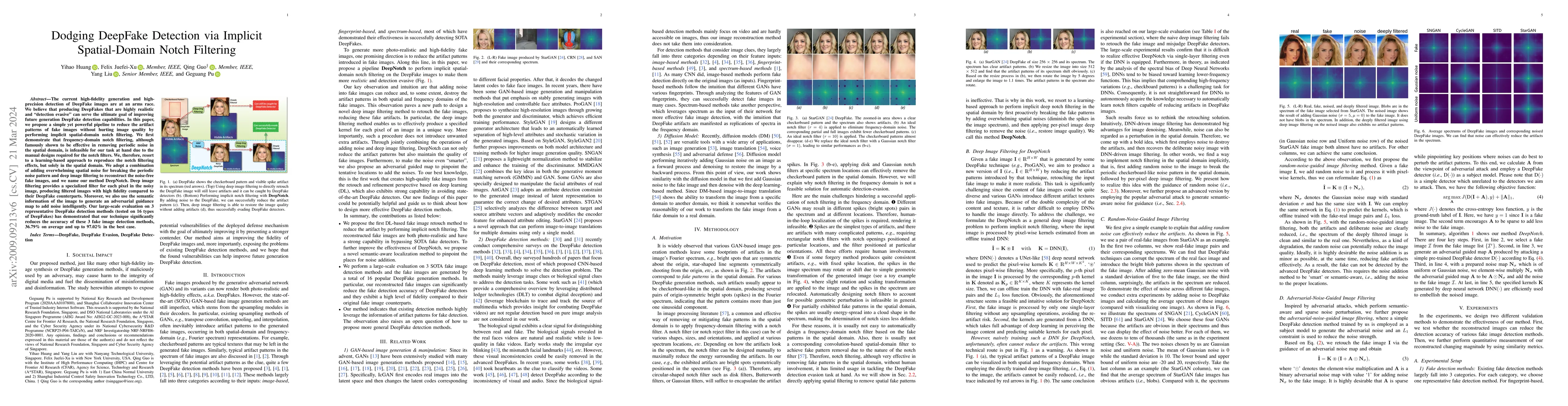 Thumbnail for Dodging DeepFake Detection via Implicit Spatial-Domain Notch Filtering
