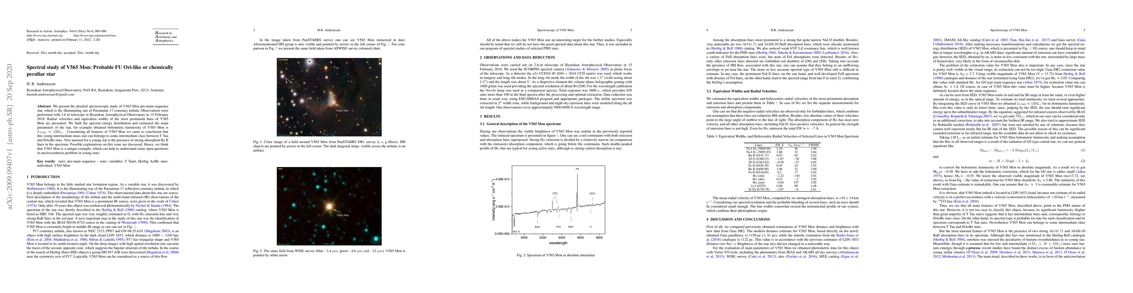 Thumbnail for Spectral study of V565 Mon: Probable FU Ori-like or chemically peculiar
  star