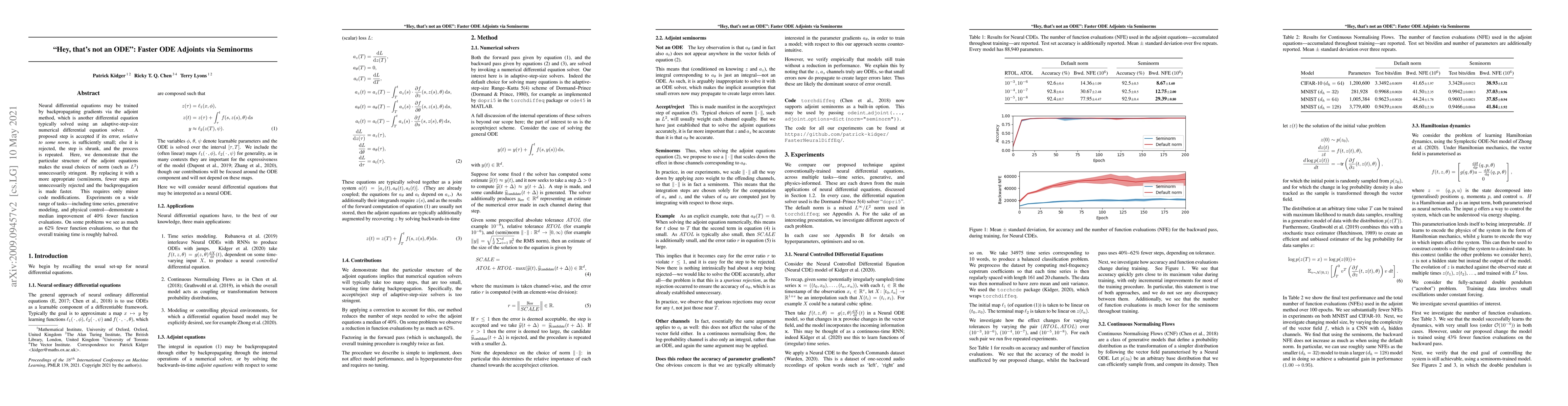 Thumbnail for "Hey, that's not an ODE": Faster ODE Adjoints via Seminorms