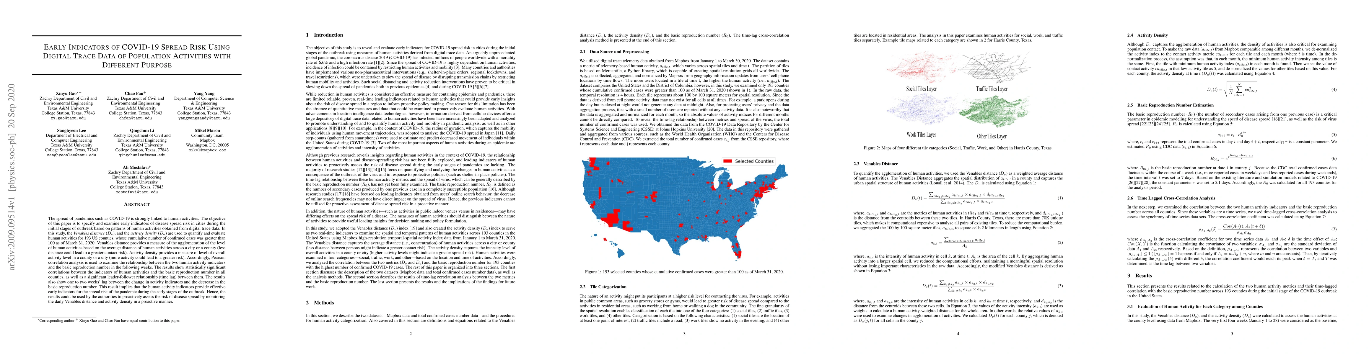 Thumbnail for Early Indicators of COVID-19 Spread Risk Using Digital Trace Data of
  Population Activities