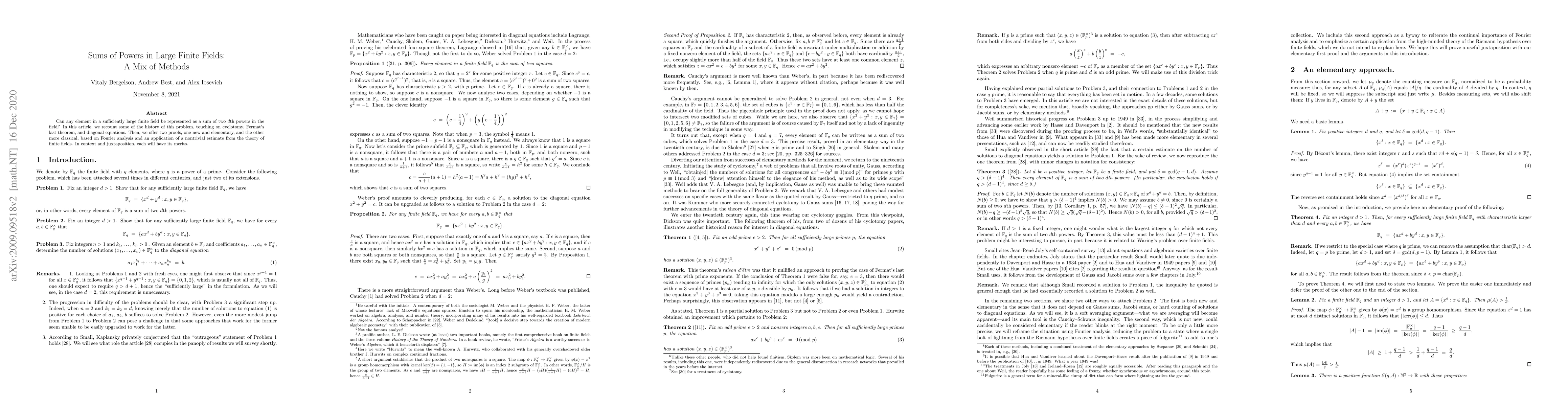 Thumbnail for Sums of Powers in Large Finite Fields: A Mix of Methods