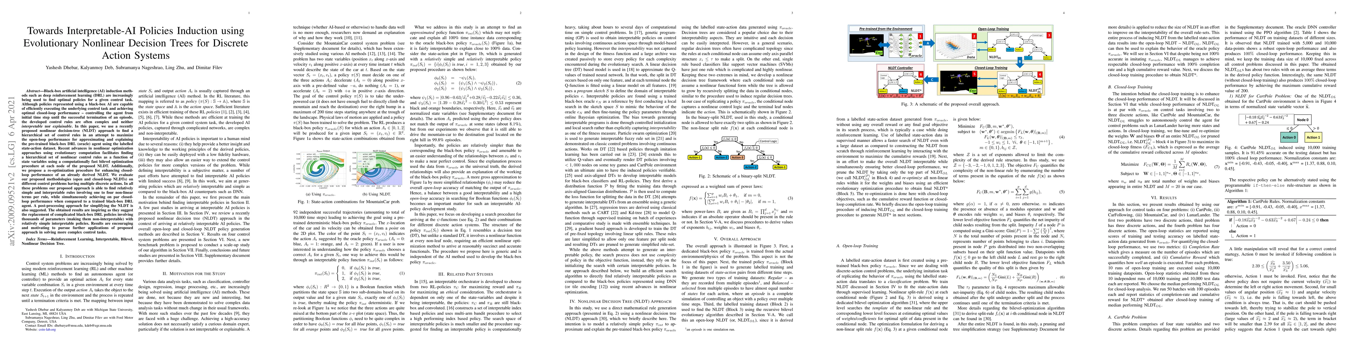 Thumbnail for Towards Interpretable-AI Policies Induction using Evolutionary Nonlinear
  Decision Trees for Discrete Action Systems