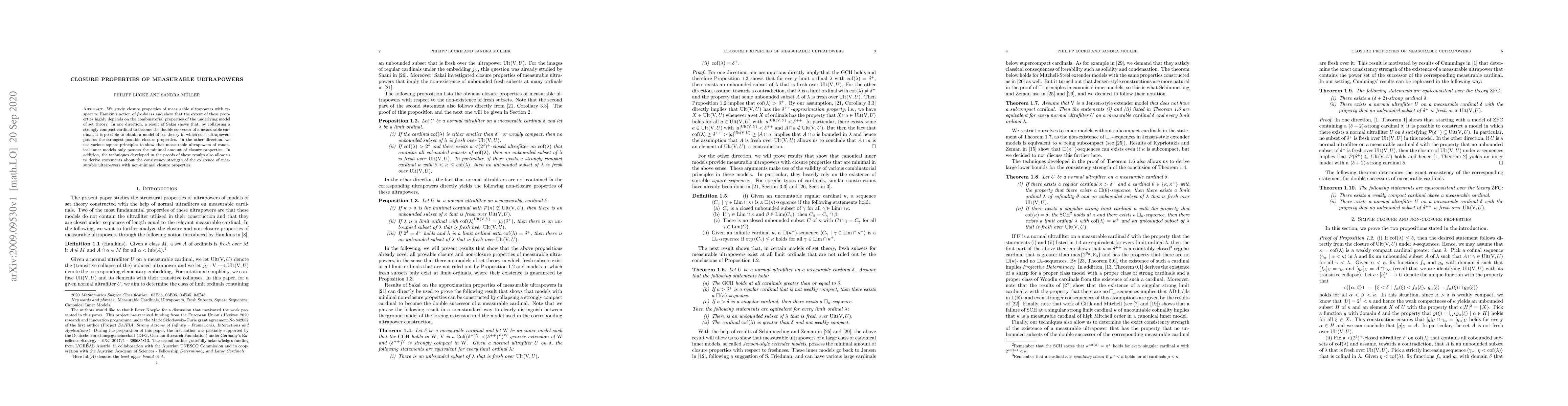 Thumbnail for Closure properties of measurable ultrapowers
