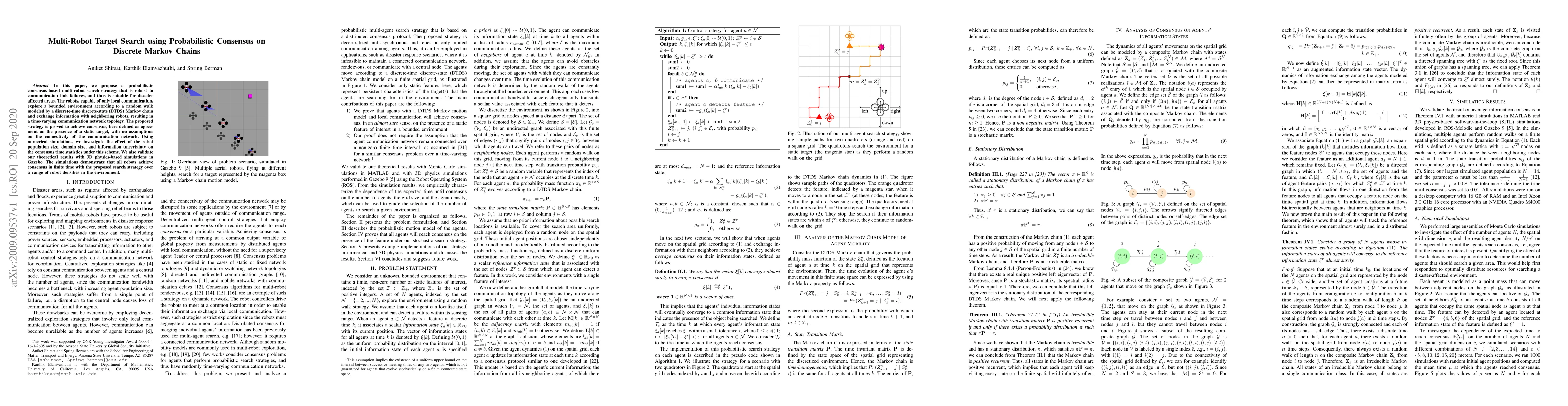 Thumbnail for Multi-Robot Target Search using Probabilistic Consensus on Discrete
  Markov Chains