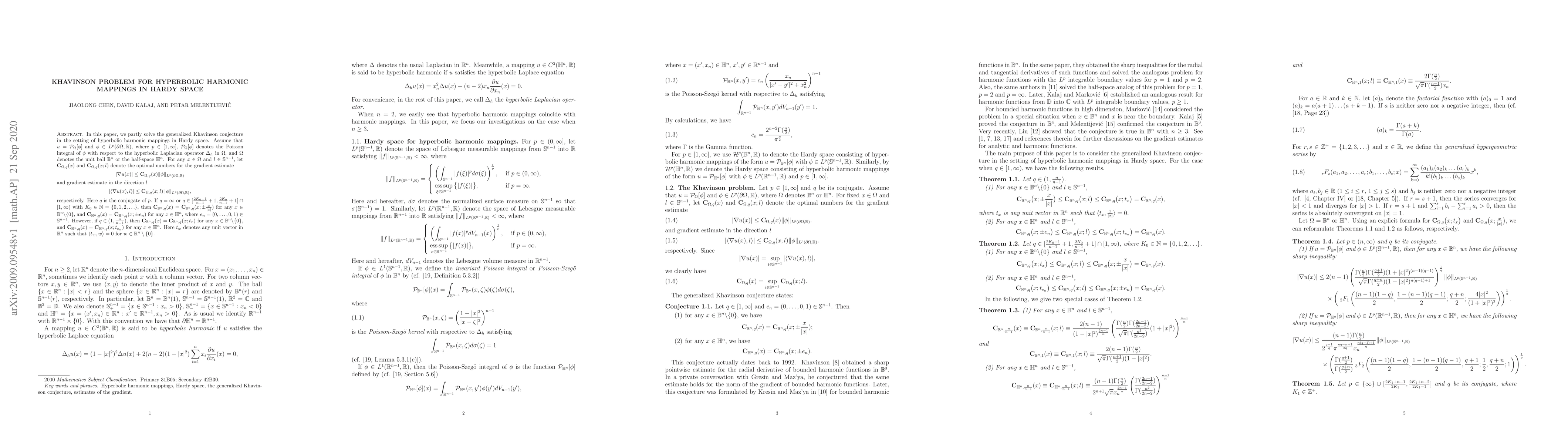 Thumbnail for Khavinson problem for hyperbolic harmonic mappings in Hardy space