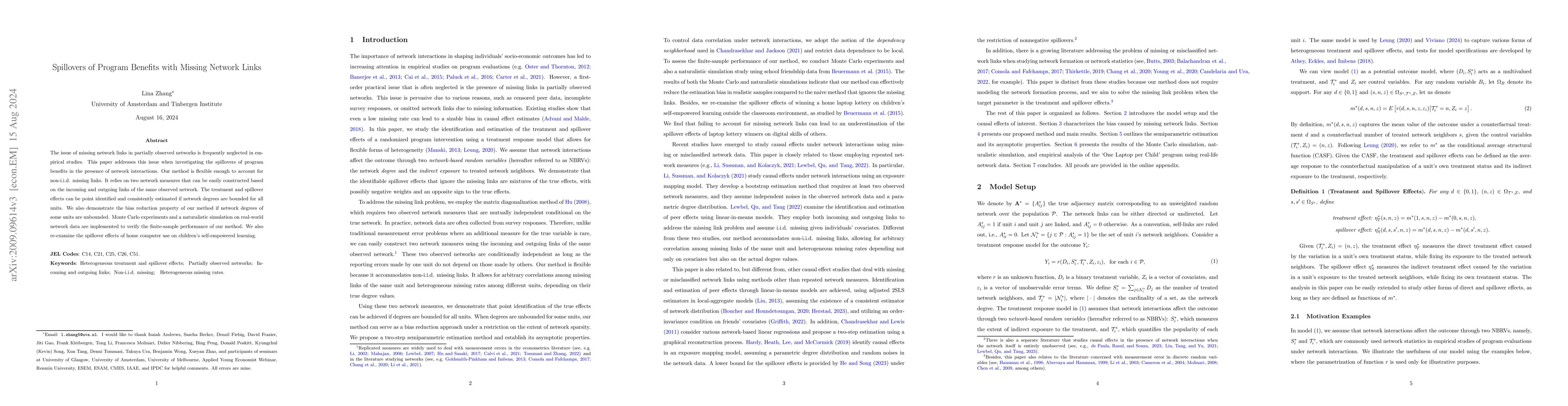 Thumbnail for Spillovers of Program Benefits with Missing Network Links