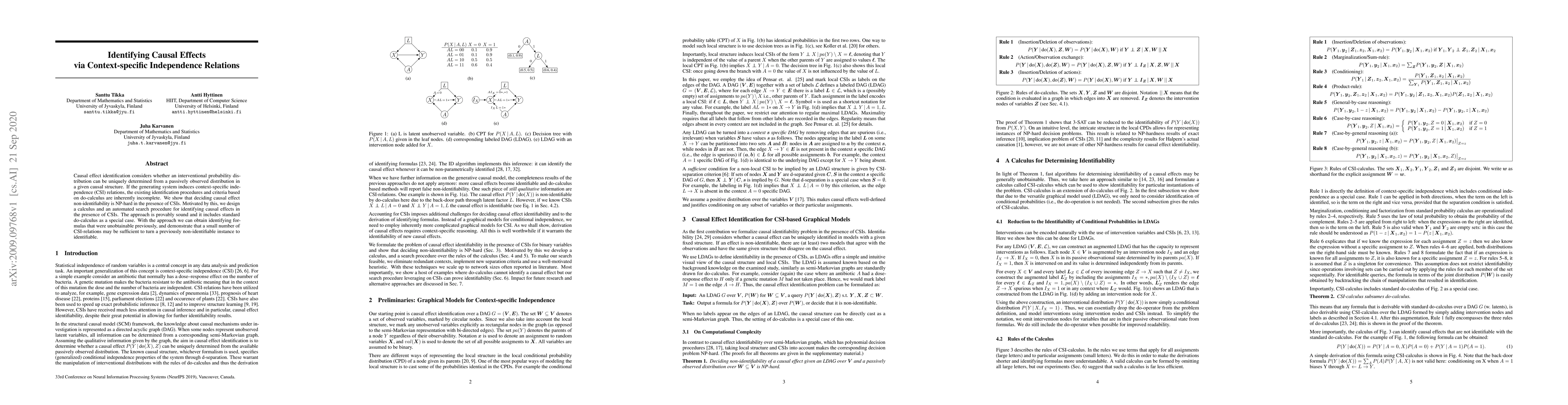 Thumbnail for Identifying Causal Effects via Context-specific Independence Relations