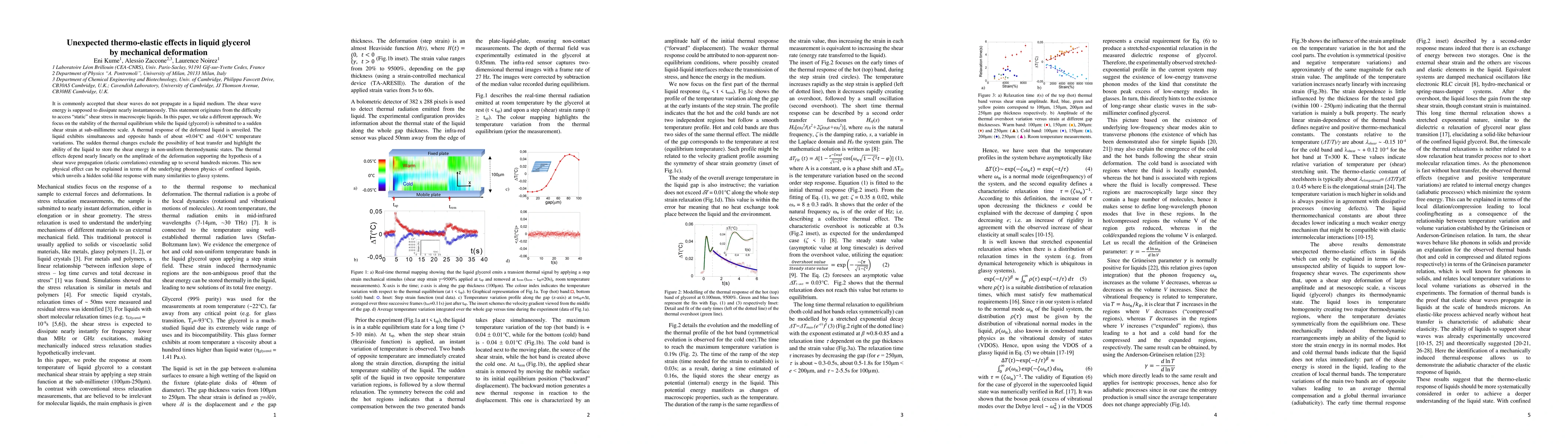 Thumbnail for Unexpected thermo-elastic effects in liquid glycerol by mechanical
  deformation