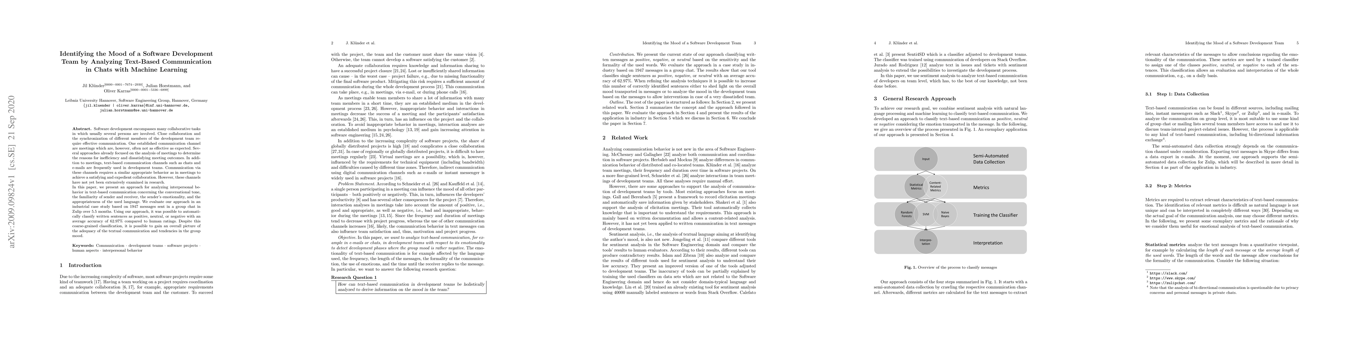 Thumbnail for Identifying the Mood of a Software Development Team by Analyzing
  Text-Based Communication in Chats with Machine Learning