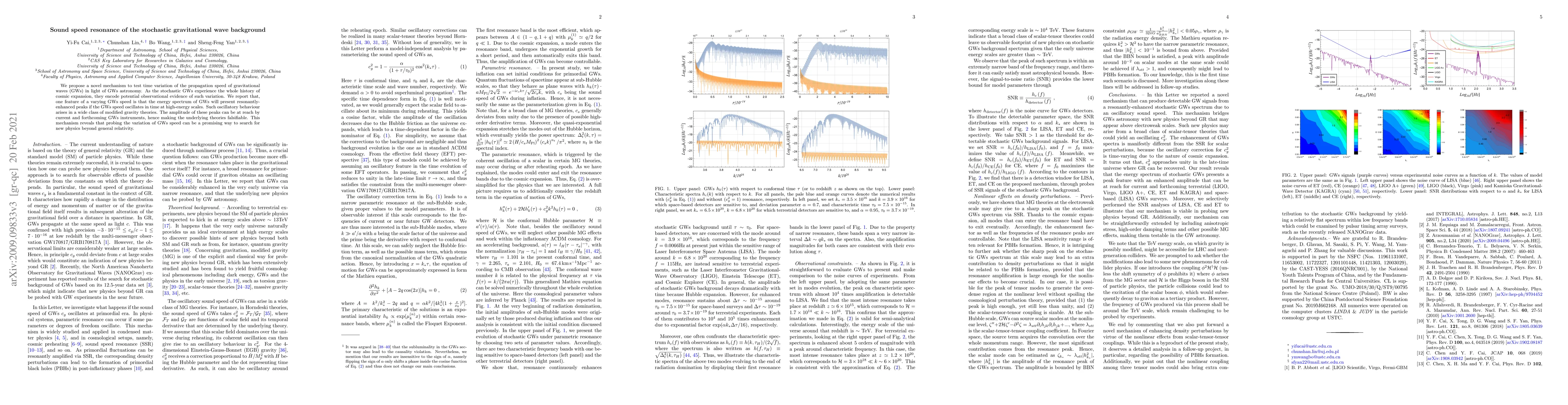 Thumbnail for Sound speed resonance of the stochastic gravitational wave background