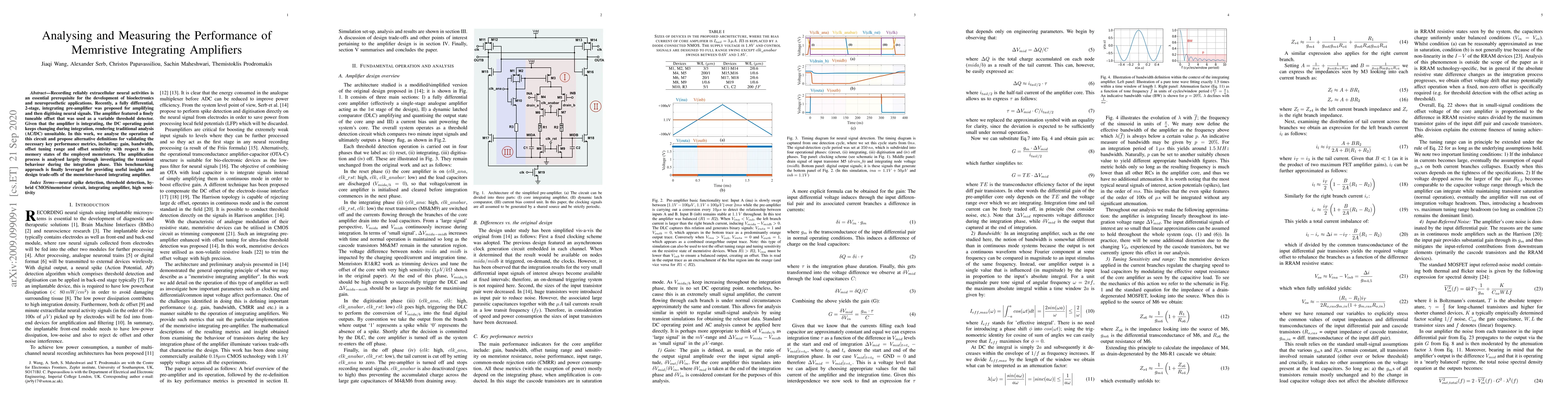 Thumbnail for Analysing and Measuring the Performance ofMemristive Integrating
  Amplifiers