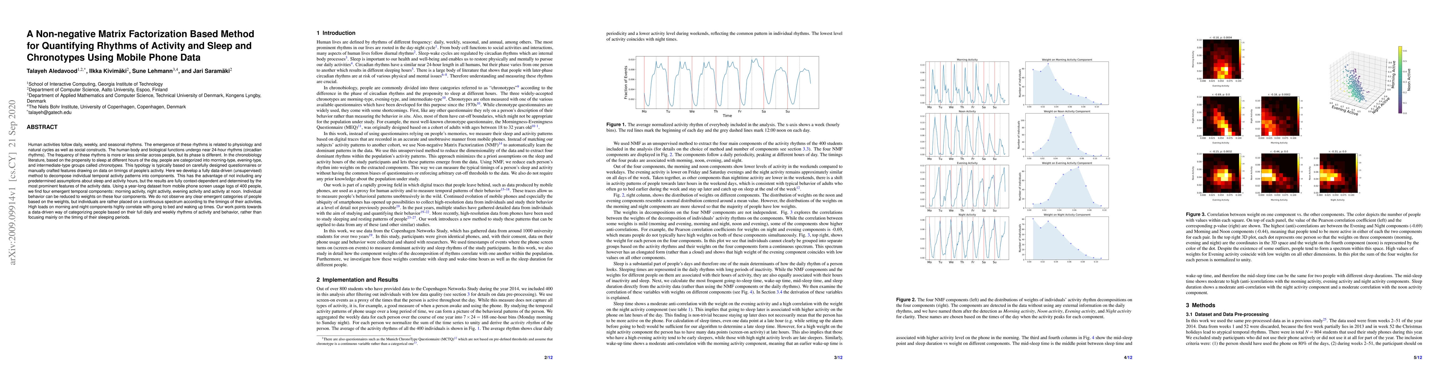 Thumbnail for A Non-negative Matrix Factorization Based Method for Quantifying Rhythms
  of Activity and Sleep and Chronotypes Using Mobile Phone Data