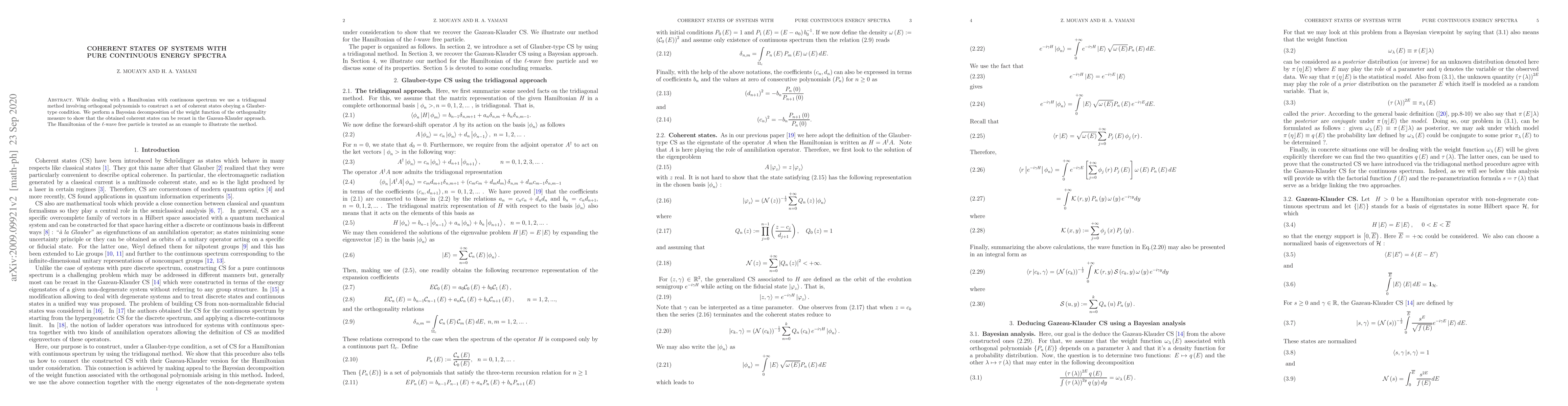 Thumbnail for Coherent States of Systems with Pure Continuous Energy Spectra