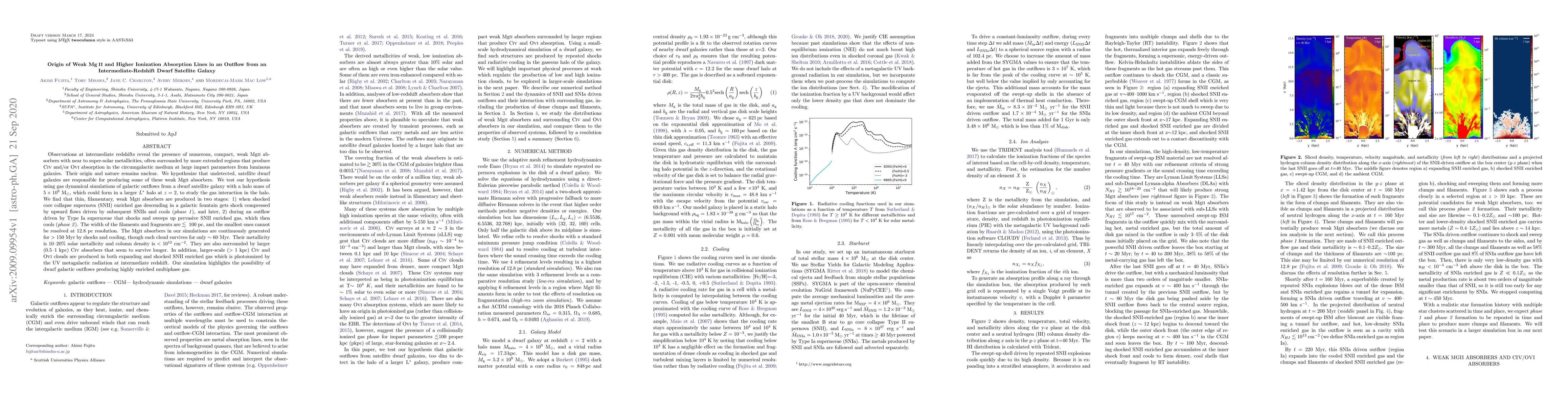 Thumbnail for Origin of Weak MgII and Higher Ionization Absorption Lines in an Outflow
  from an Intermediate-Redshift Dwarf Satellite Galaxy