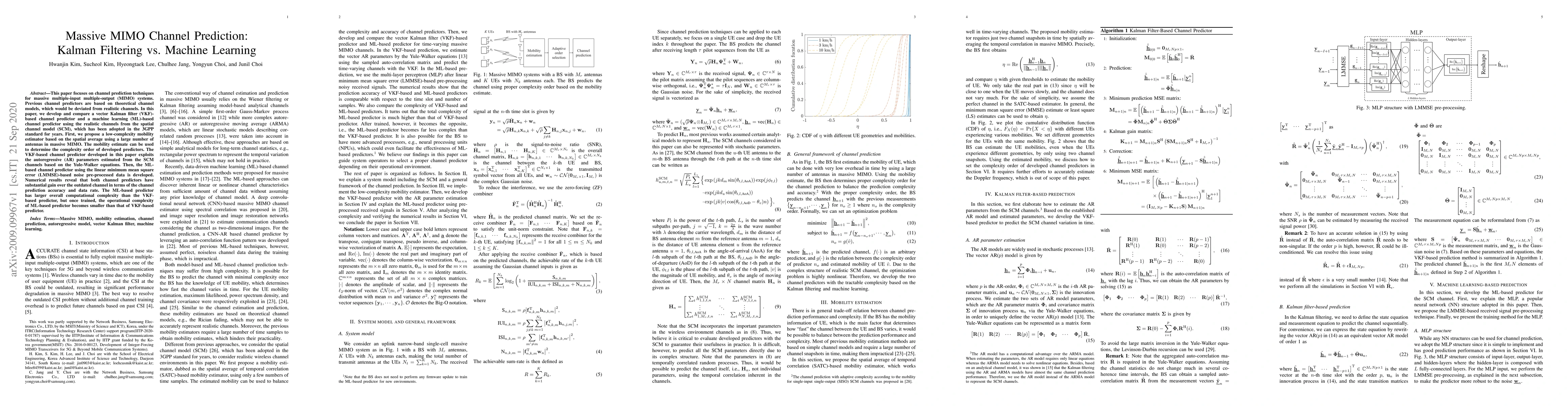 Thumbnail for Massive MIMO Channel Prediction: Kalman Filtering vs. Machine Learning