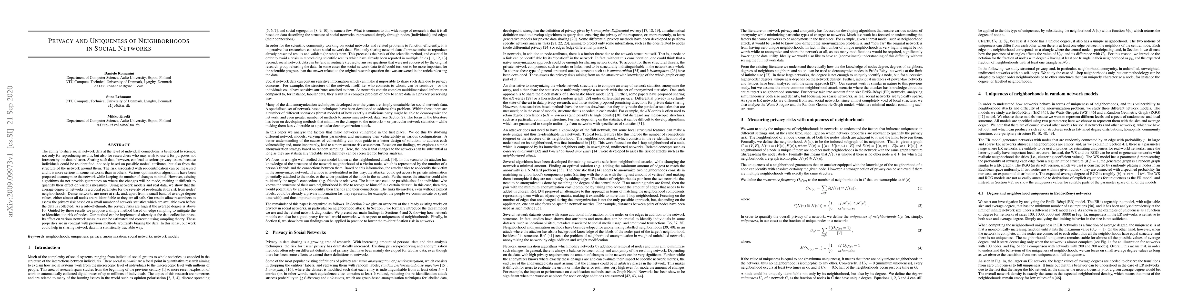 Thumbnail for Privacy and Uniqueness of Neighborhoods in Social Networks