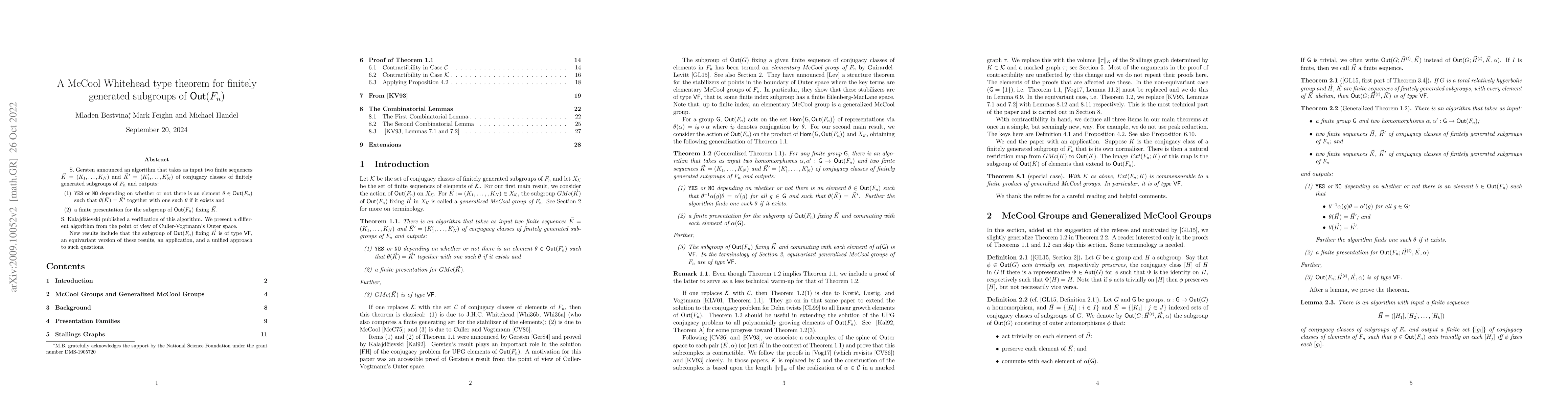 Thumbnail for A McCool Whitehead type theorem for finitely generated subgroups of
  $\mathsf{Out}(F_n)$