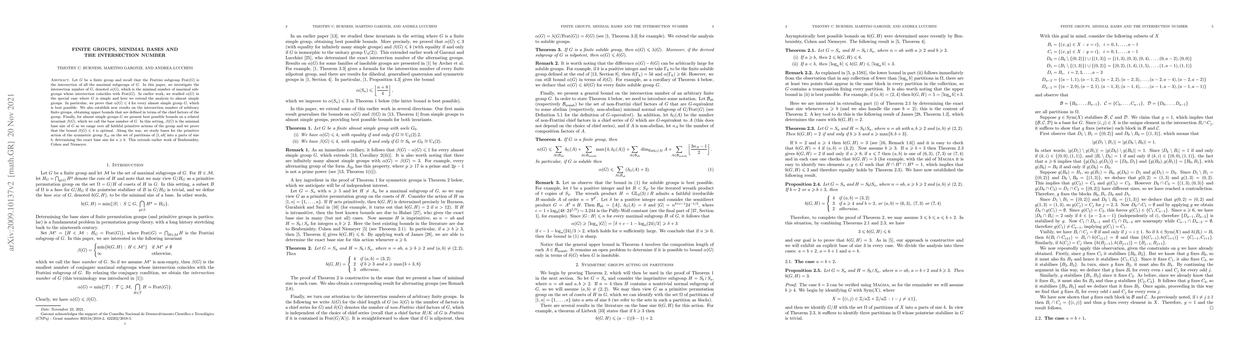 Thumbnail for Finite groups, minimal bases and the intersection number
