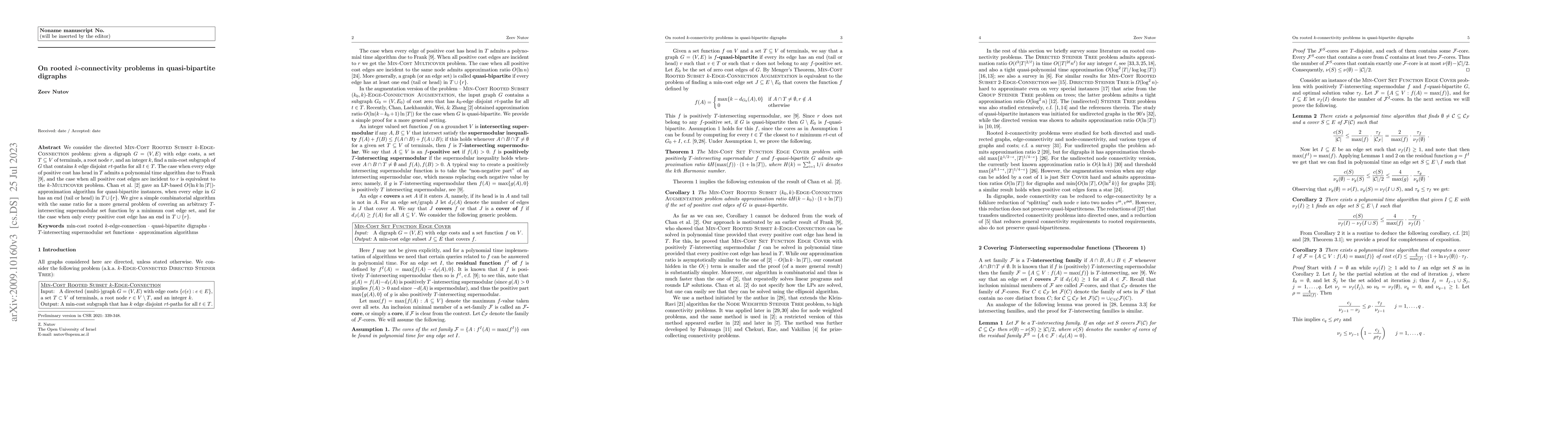 Thumbnail for On rooted $k$-connectivity problems in quasi-bipartite digraphs