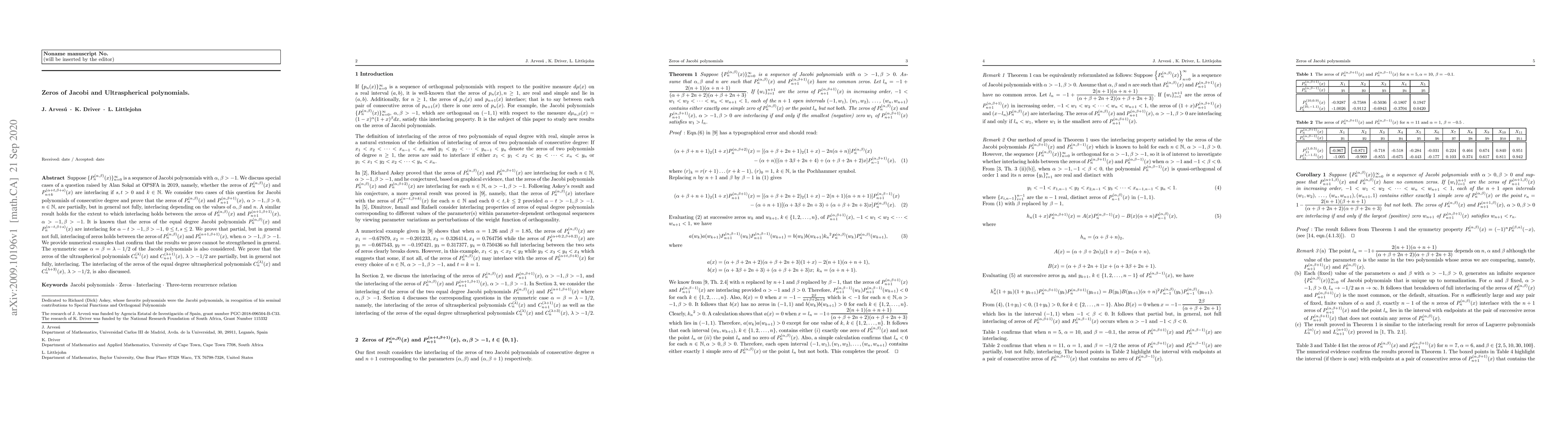 Thumbnail for Zeros of Jacobi and Ultraspherical polynomials