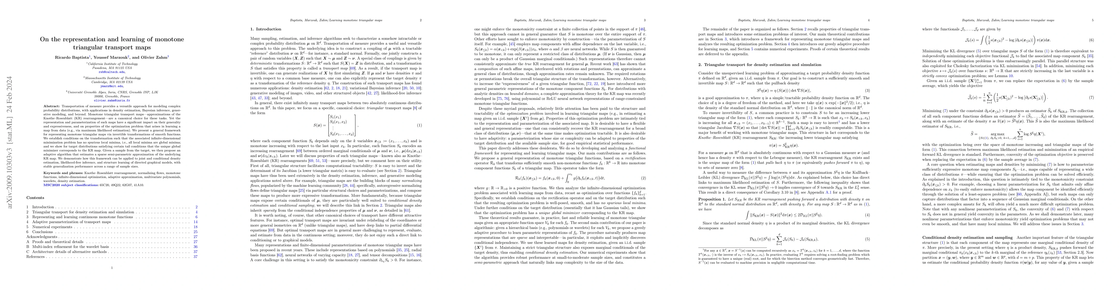 Thumbnail for On the representation and learning of monotone triangular transport maps