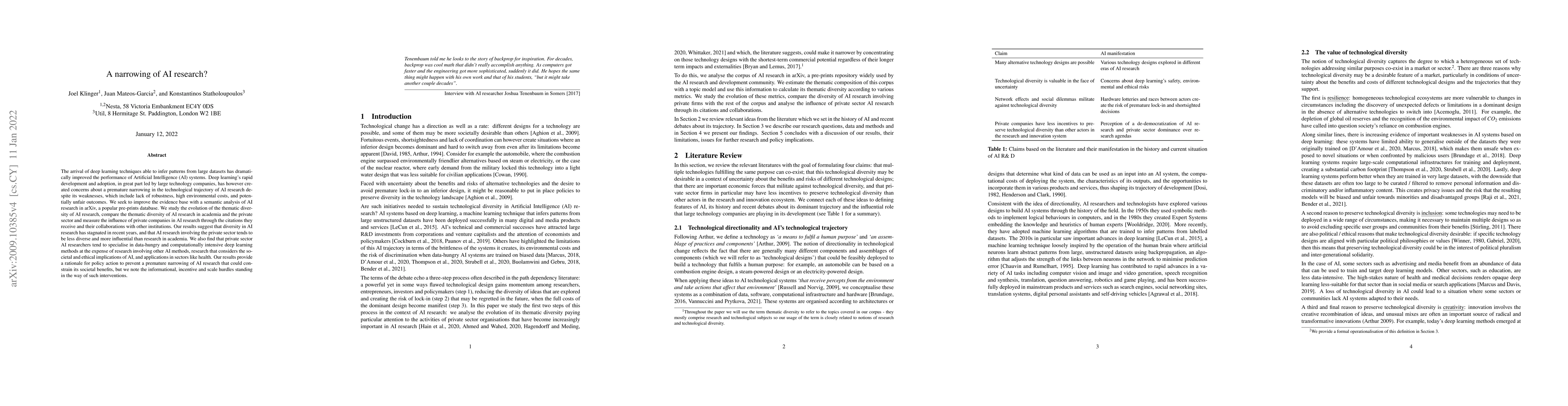 Thumbnail for A narrowing of AI research?