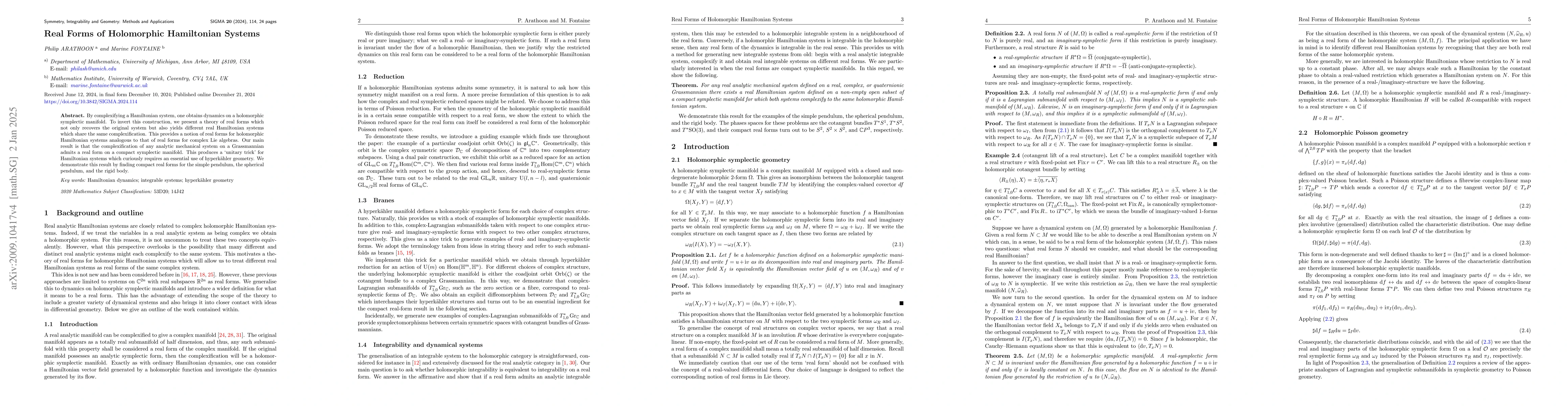 Thumbnail for Real Forms of Holomorphic Hamiltonian Systems