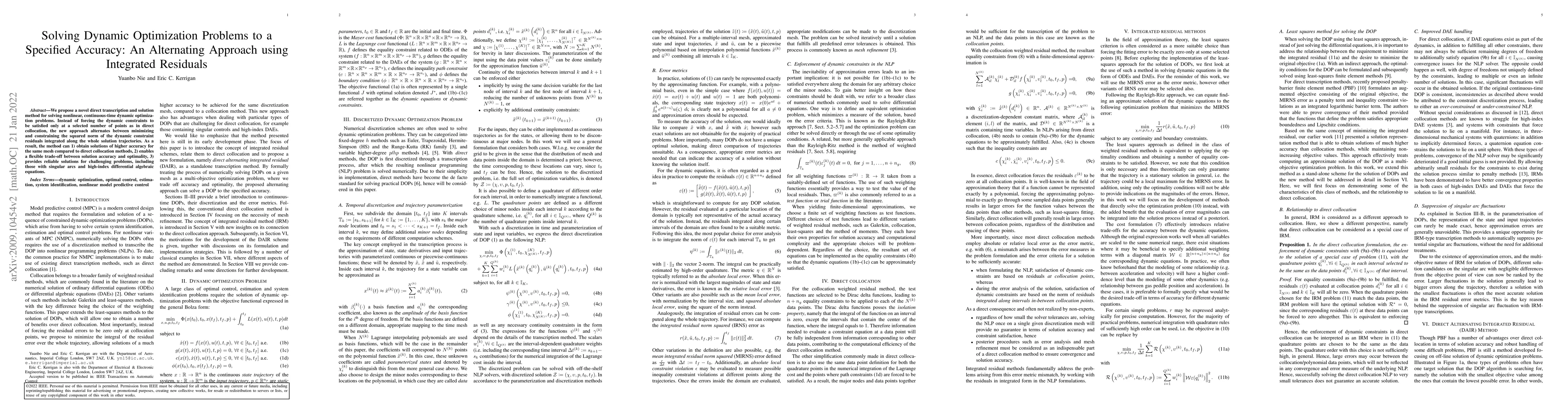 Thumbnail for Solving Dynamic Optimization Problems to a Specified Accuracy: An
  Alternating Approach using Integrated Residuals