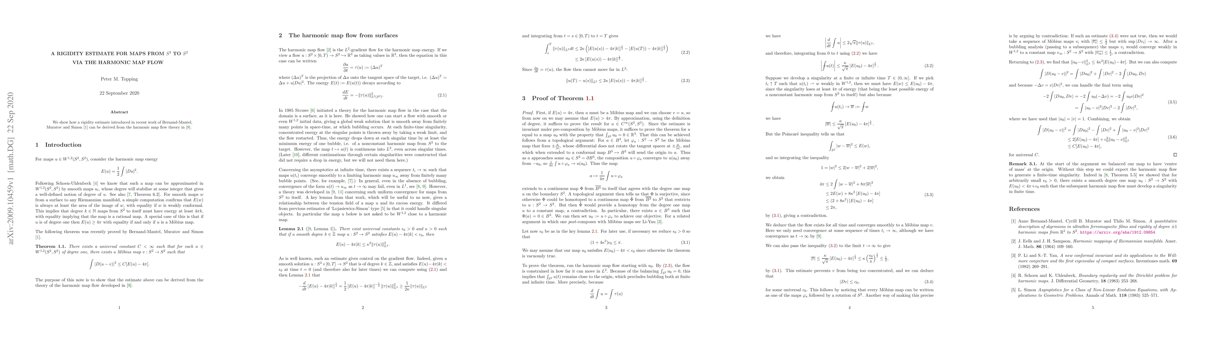 Thumbnail for A rigidity estimate for maps from $S^2$ to $S^2$ via the harmonic map
  flow