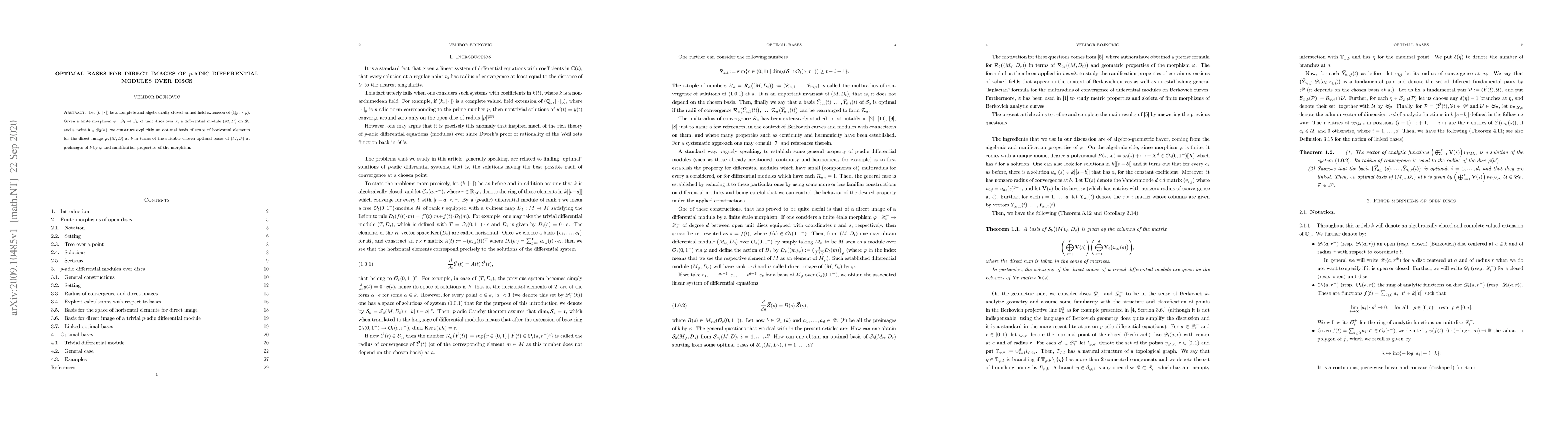 Thumbnail for Optimal bases for direct images of $p$-adic differential modules over
  discs
