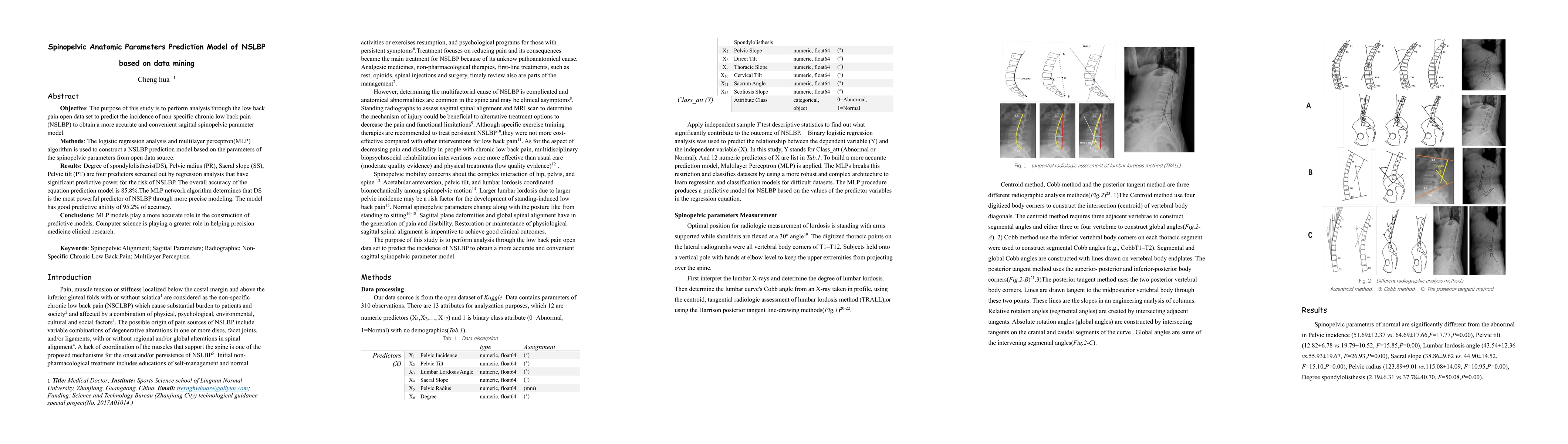 Thumbnail for Spinopelvic Anatomic Parameters Prediction Model of NSLBP based on data
  mining