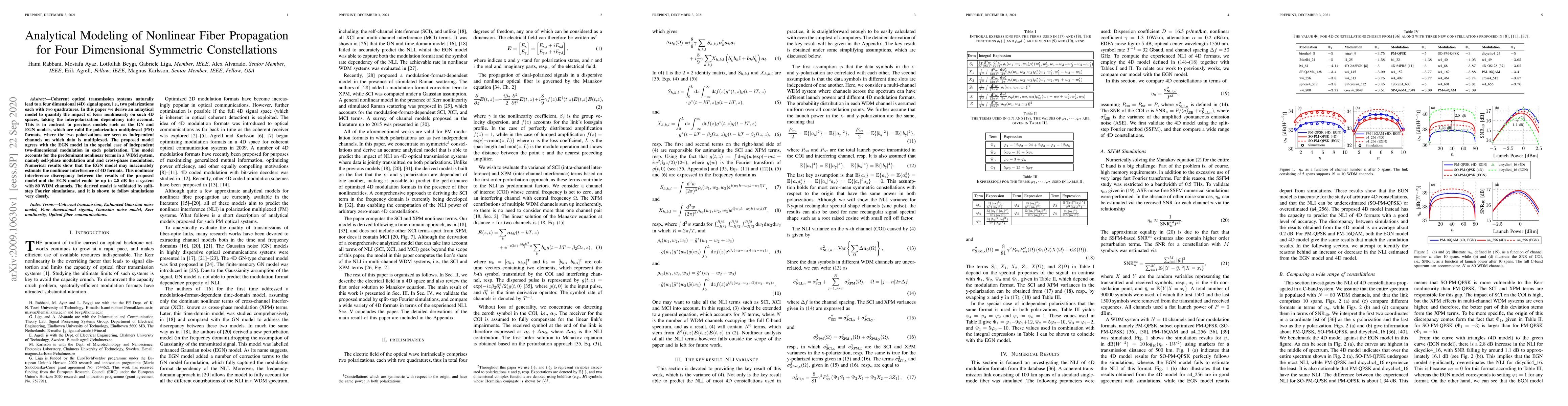 Thumbnail for Analytical Modeling of Nonlinear Fiber Propagation for Four Dimensional
  Symmetric Constellations