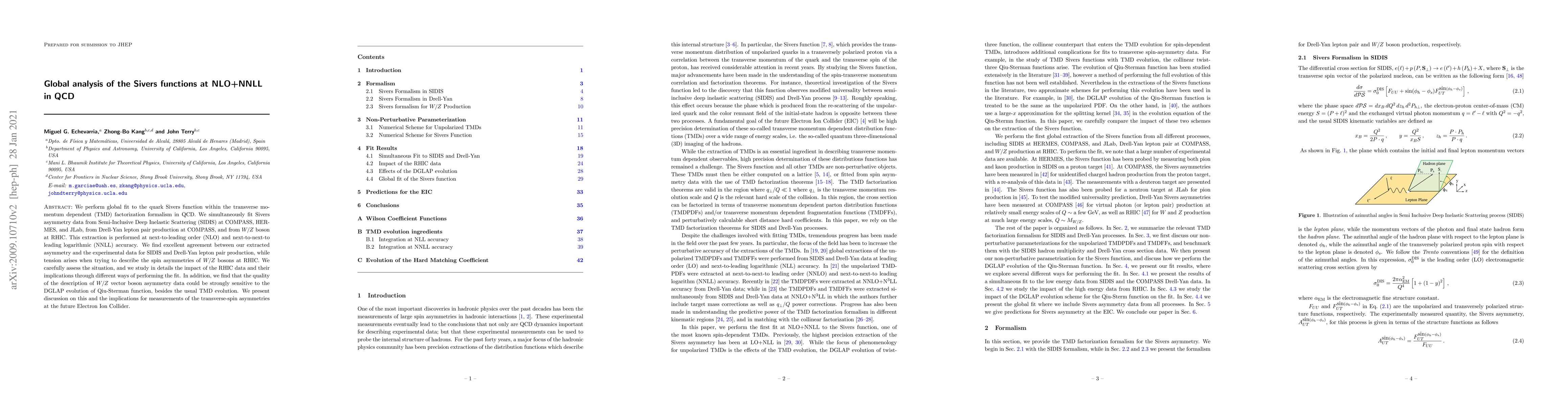 Thumbnail for Global analysis of the Sivers functions at NLO+NNLL in QCD