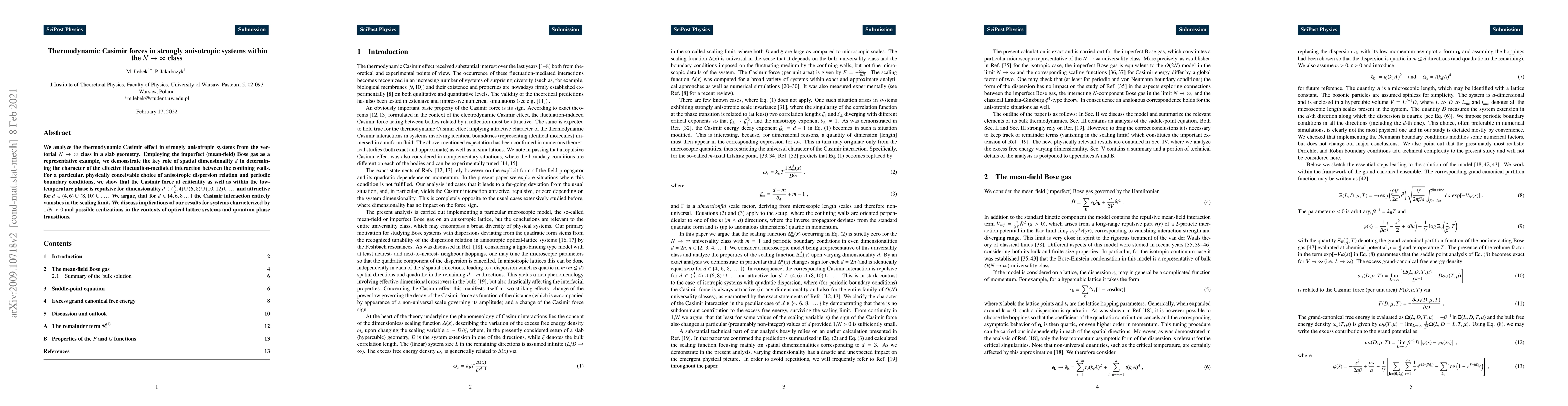 Thumbnail for Thermodynamic Casimir forces in strongly anisotropic systems within the
  $N\to \infty$ class