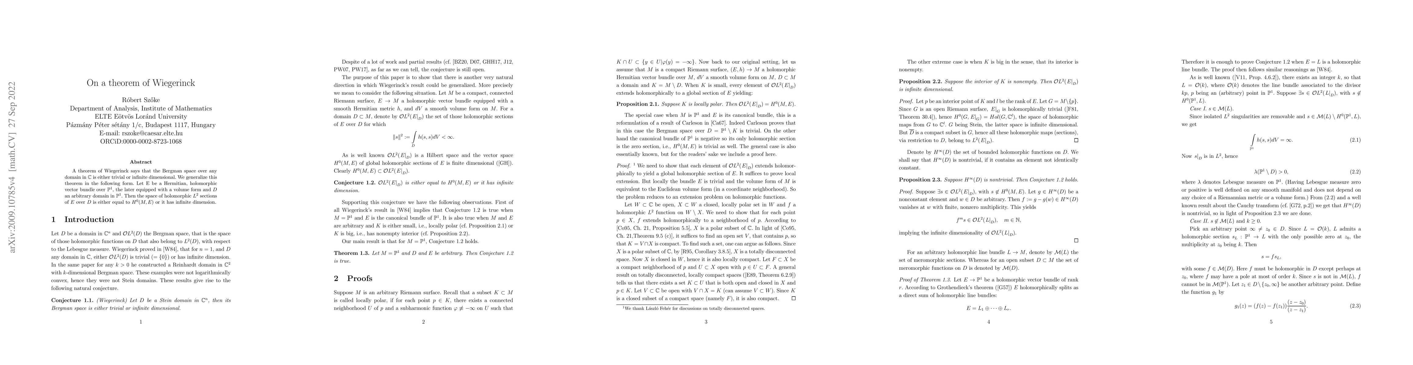 Thumbnail for On a theorem of Wiegerinck