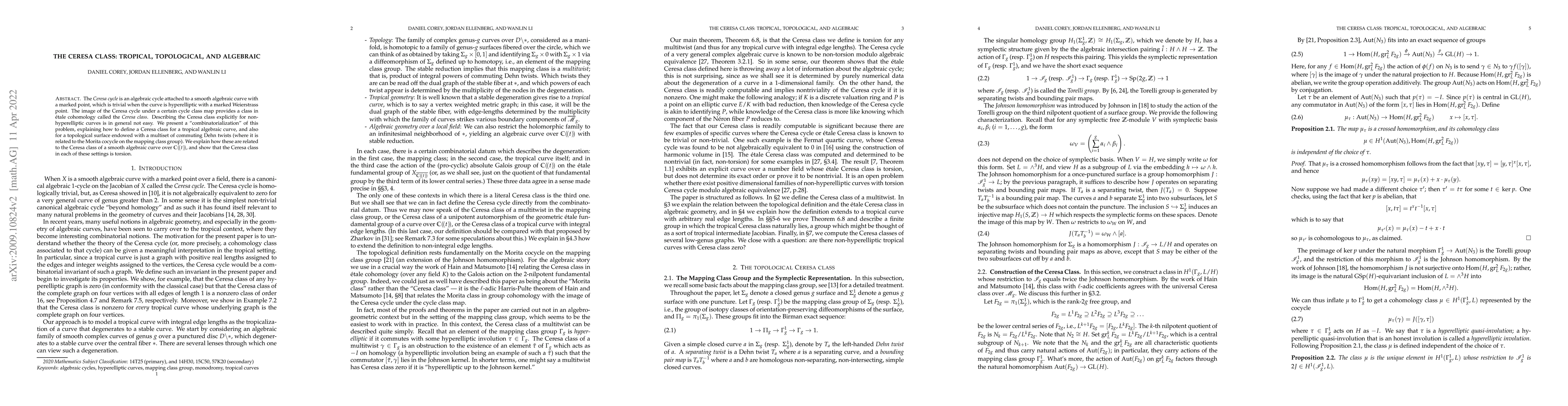 Thumbnail for The Ceresa class: tropical, topological, and algebraic