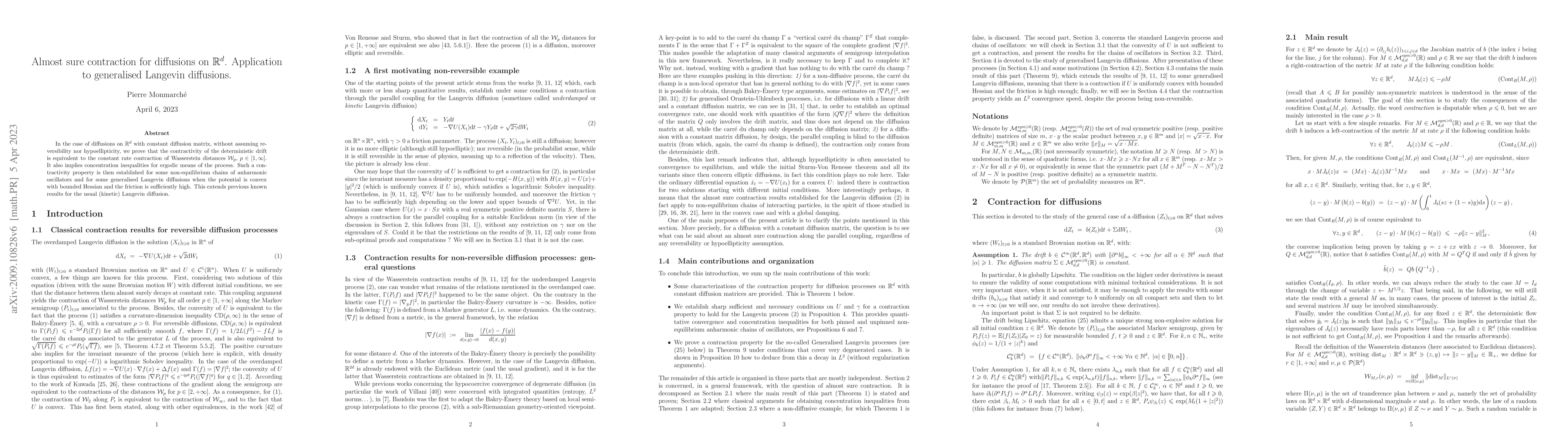 Thumbnail for Almost sure contraction for diffusions on $\mathbb R^d$. Application to
  generalised Langevin diffusions