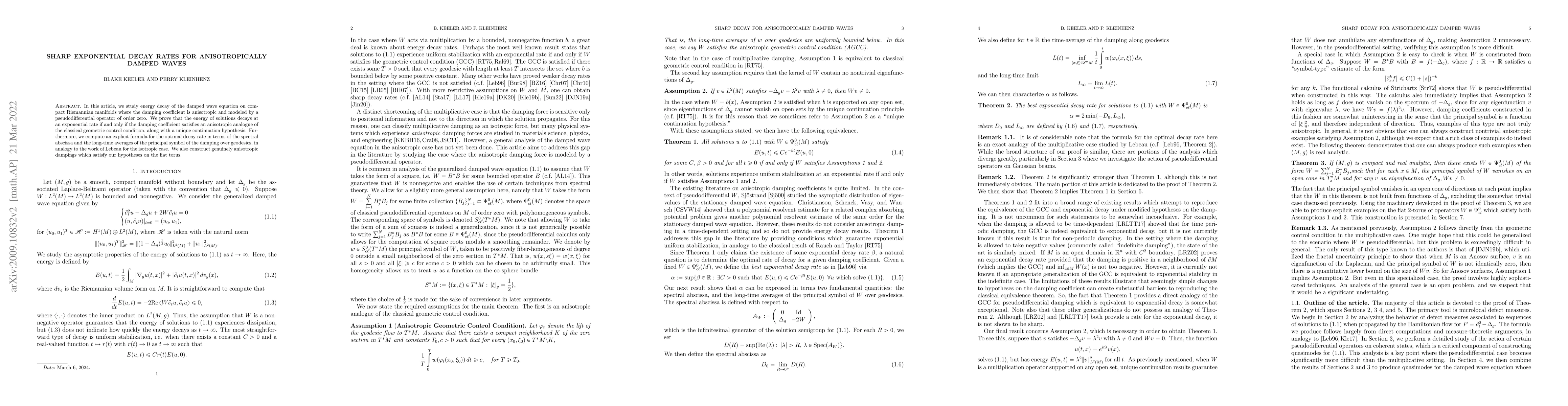 Thumbnail for Sharp exponential decay rates for anisotropically damped waves
