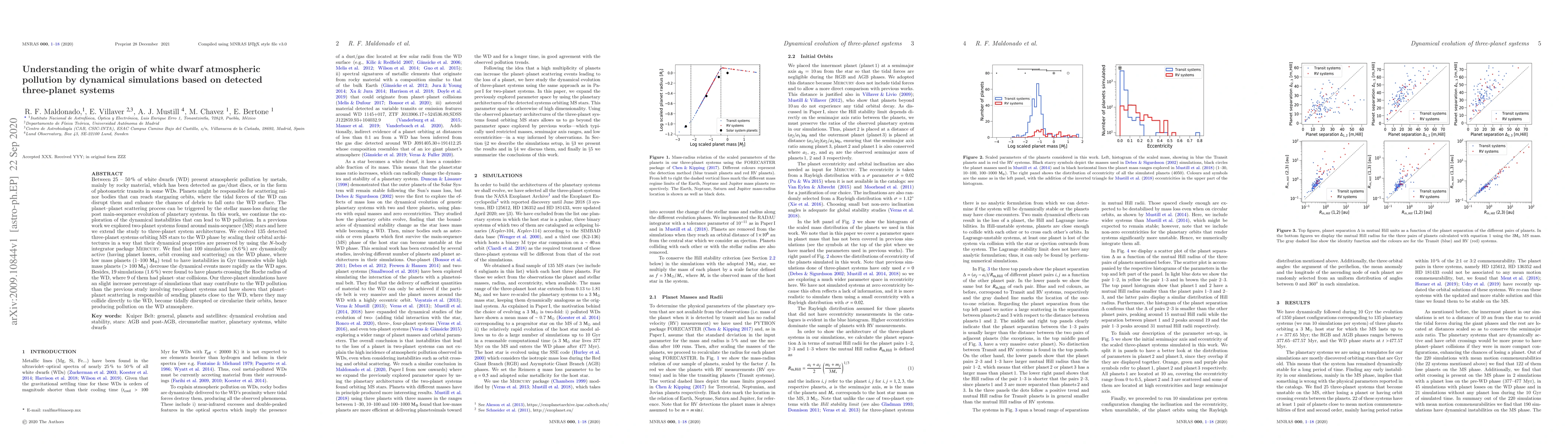 Thumbnail for Understanding the origin of white dwarf atmospheric pollution by
  dynamical simulations based on detected three-planet systems